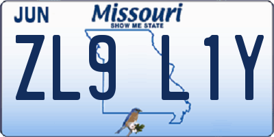 MO license plate ZL9L1Y