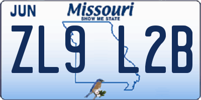 MO license plate ZL9L2B
