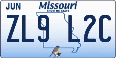 MO license plate ZL9L2C