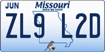 MO license plate ZL9L2D