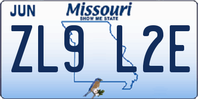 MO license plate ZL9L2E