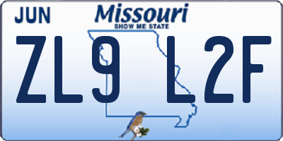 MO license plate ZL9L2F