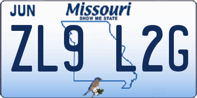 MO license plate ZL9L2G
