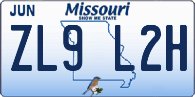 MO license plate ZL9L2H