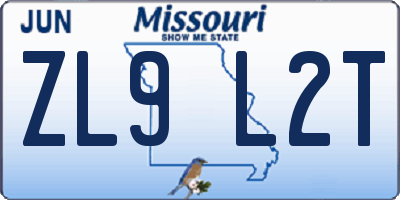 MO license plate ZL9L2T