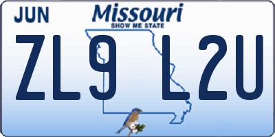 MO license plate ZL9L2U