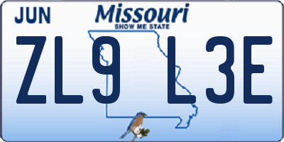 MO license plate ZL9L3E