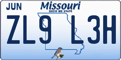 MO license plate ZL9L3H
