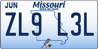 MO license plate ZL9L3L