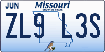 MO license plate ZL9L3S