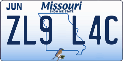 MO license plate ZL9L4C