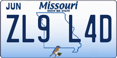 MO license plate ZL9L4D