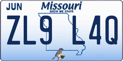 MO license plate ZL9L4Q