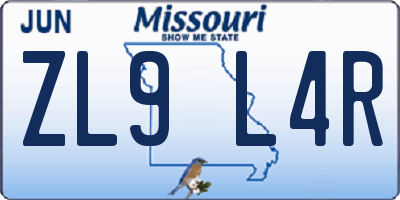 MO license plate ZL9L4R