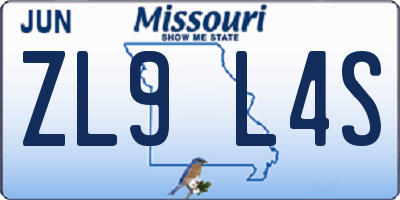 MO license plate ZL9L4S