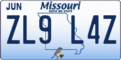 MO license plate ZL9L4Z