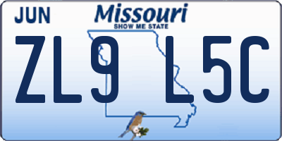 MO license plate ZL9L5C