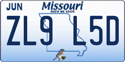 MO license plate ZL9L5D