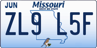 MO license plate ZL9L5F