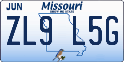 MO license plate ZL9L5G