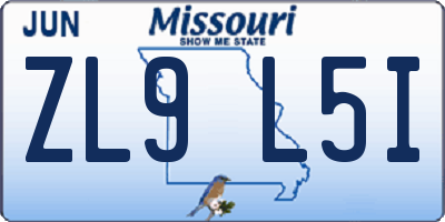 MO license plate ZL9L5I