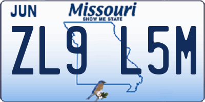 MO license plate ZL9L5M