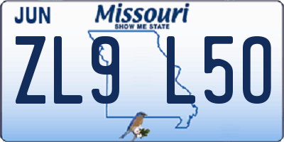 MO license plate ZL9L5O