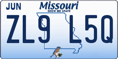 MO license plate ZL9L5Q