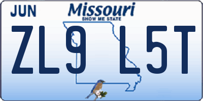 MO license plate ZL9L5T