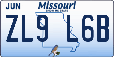 MO license plate ZL9L6B