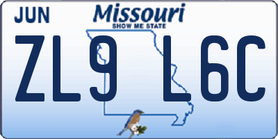 MO license plate ZL9L6C