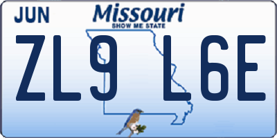 MO license plate ZL9L6E