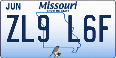 MO license plate ZL9L6F