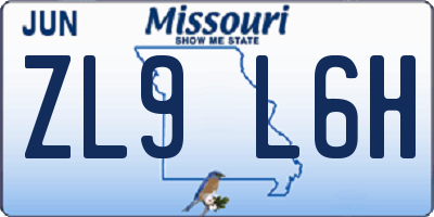 MO license plate ZL9L6H