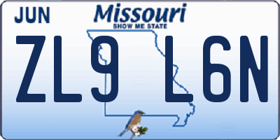 MO license plate ZL9L6N