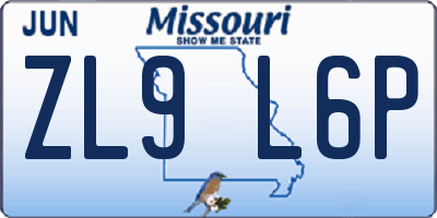 MO license plate ZL9L6P