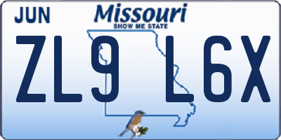 MO license plate ZL9L6X