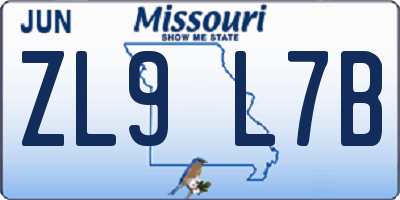 MO license plate ZL9L7B