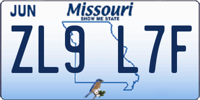 MO license plate ZL9L7F