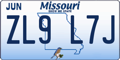 MO license plate ZL9L7J