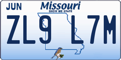 MO license plate ZL9L7M
