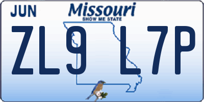 MO license plate ZL9L7P