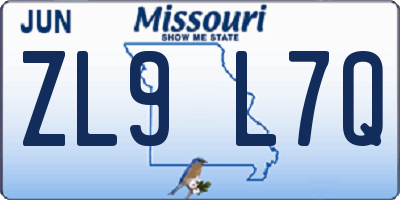MO license plate ZL9L7Q