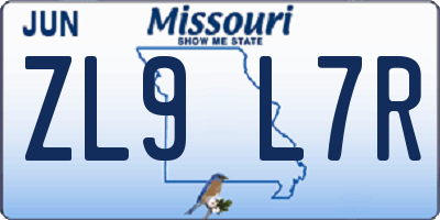 MO license plate ZL9L7R
