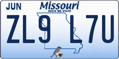 MO license plate ZL9L7U