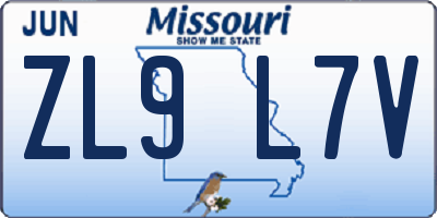MO license plate ZL9L7V