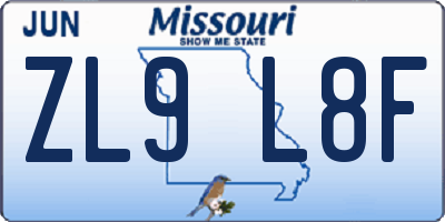 MO license plate ZL9L8F