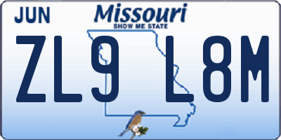 MO license plate ZL9L8M