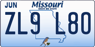 MO license plate ZL9L8O