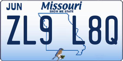 MO license plate ZL9L8Q